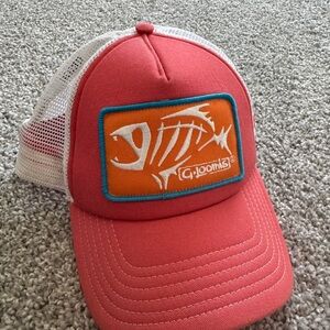 Coral and White Fish Patch Cap